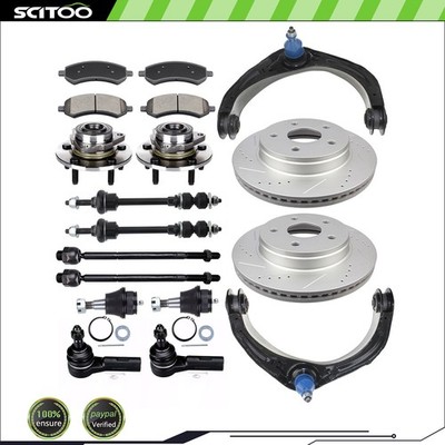 For 2006-08 Dodge Ram Front Tie Rod End Wheel Hub Bearing with Brake Rotor Pad