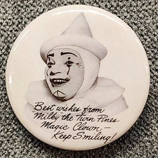 RARE!  G. KORAL COLLECTION "MILKY THE CLOWN" PINBACK PIN BUTTON