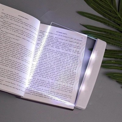 Flat Book Light for Reading in Bed at Night Clear LED Book Full Page Light