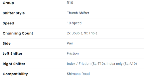 Microshift SL - T 10 / 10 Sp. Thumb Shift Levers ( Road / Flat bar ) - Picture 4 of 4