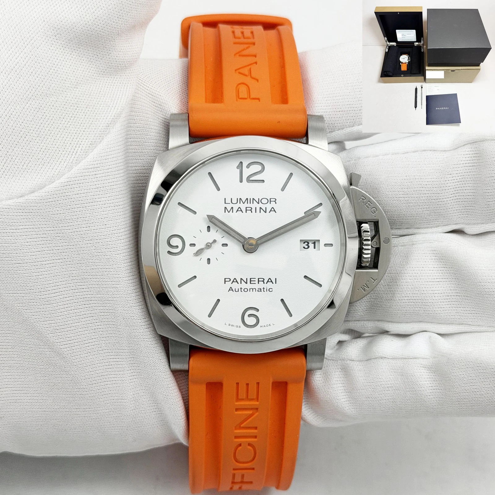 Panerai — Panerai Luminor Marina PAM01314 44MM White Stainless Steel Box Paper
