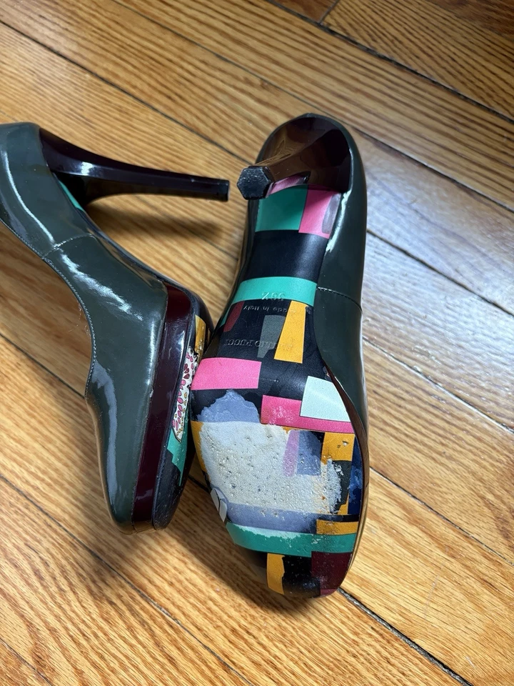 Emilio Pucci Pumps Size 36 1/2 Italy SALE! Green/Platform/Multicolour Sole. - Image 4 of 4
