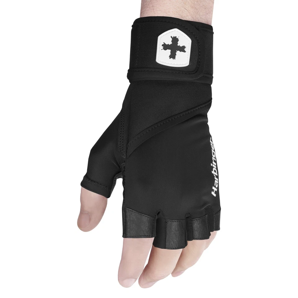 Guantes de levantamiento de pesas Harbinger Pro unisex negros envolventes para muñeca, extra grandes Foto 3 de 4
