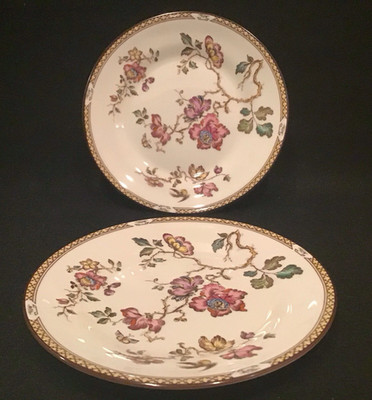 Two (2) Wedgwood Swallow Bread and Butter Plates Floral (Yellow / Brown Trim)