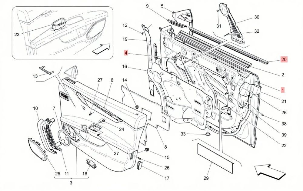 13-19 MASERATI QUATTROPORTE GTS FRONT LEFT DRIVER SIDE DOOR SHELL ASSEMBLY OEM