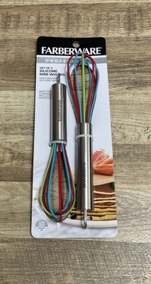 2 Farberware Silicone Whisk Kitchen Utinsil Professional Multi-Color Rainbow NEW