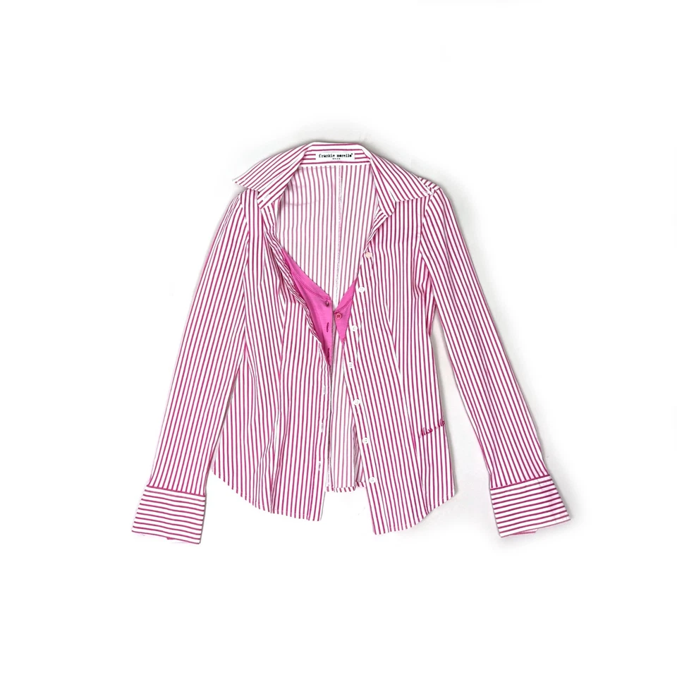 Camisa Frankie Morello Rosa Rayas Mujer Pequeña S Foto 3 de 4