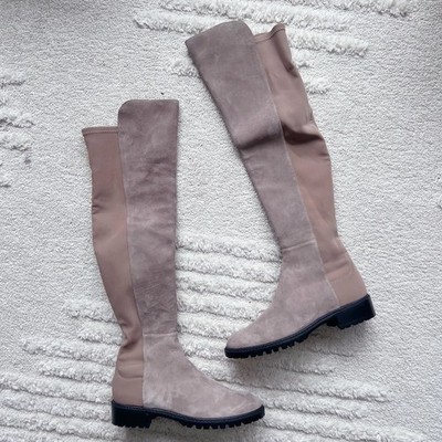 Stuart Weitzman City 5050 OTK Over  The Knee Boots Tan Brown Suede US 5.5