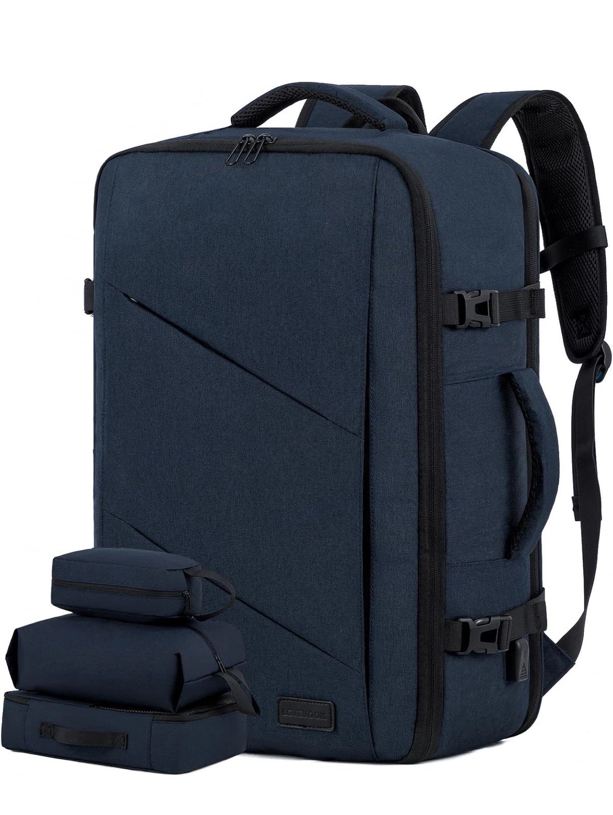 Travel Backpack,50L Extra Large Backpack,Carry on Backpack- USB, 3 Packing Cubes