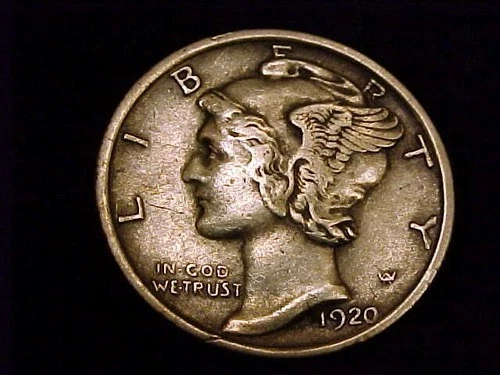 1920-S Mercury Dime, Extra Fine grade.