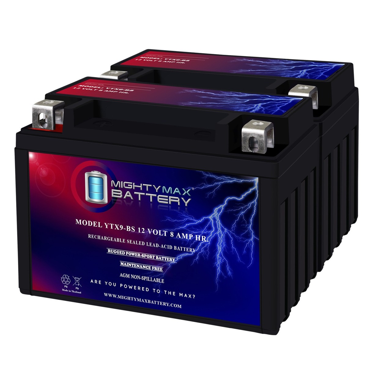 Mighty Max YTX9-BS Battery Replacement for Suzuki VL Intruder 800