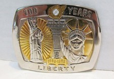 100 YEARS 1886-1986 STATUE OF LIBERTY NYC METAL BELT BUCKLE by STERLING TREASURY