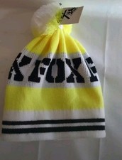 Image of New Fox Racing Beanie Hat Toboggan Pom Snow Ski Snowboard Neon Yellow Black Cap