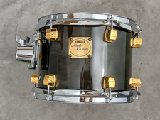 YAMAHA MAPLE CUSTOM 10" TRANSPARENT BLACK TOM DRUM, GOLD LUGS, JAPAN