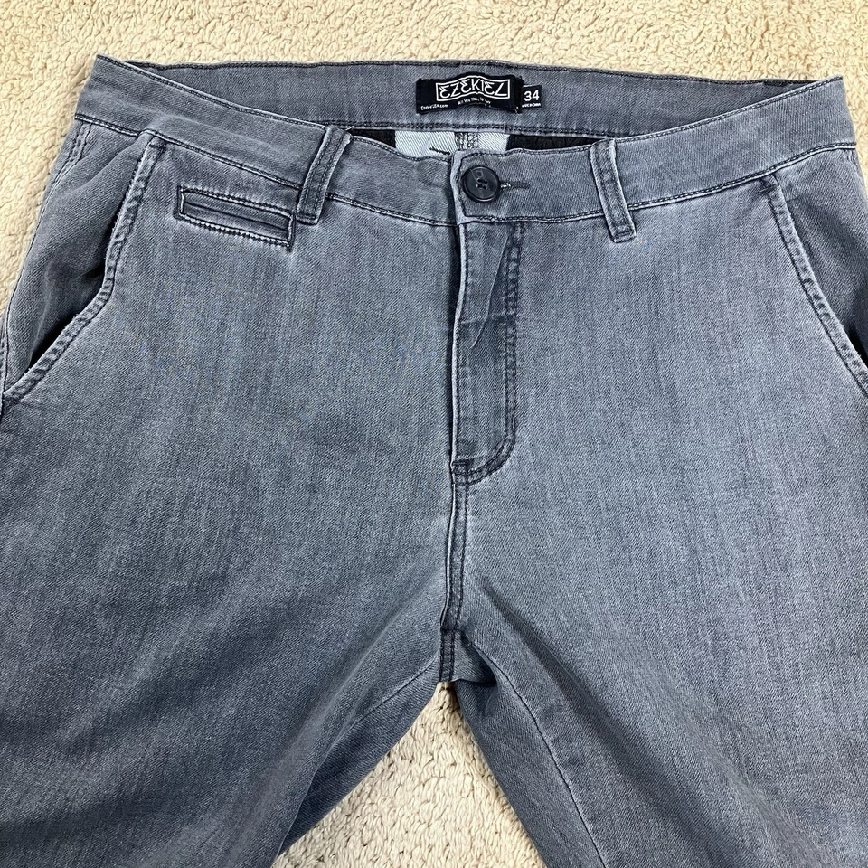 Pantalones chinos elásticos EZEKIEL Bounce para hombre 34W x 32L grises AHORA denim ajuste regular Foto 3 de 4