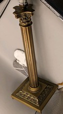 Antique Bronze Corinthian Column Table Lamp. Tall 16 Inch (41cm)