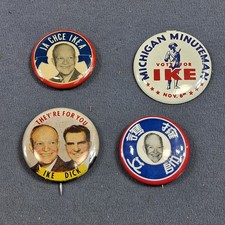 4 Dwight Eisenhower & Richard Nixon Original Campaign Presidential Buttons Pins 4 Dwight Eisenhower & Richard Nixon Original Campaign Presidential Buttons Pins