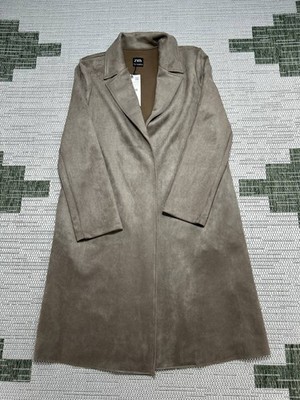 Zara Overcoat Womens Small Brown Velvet Open Front New