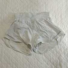 Lululemon Women's White Running Shorts Microfiber Stretch Elastic Waist 3"