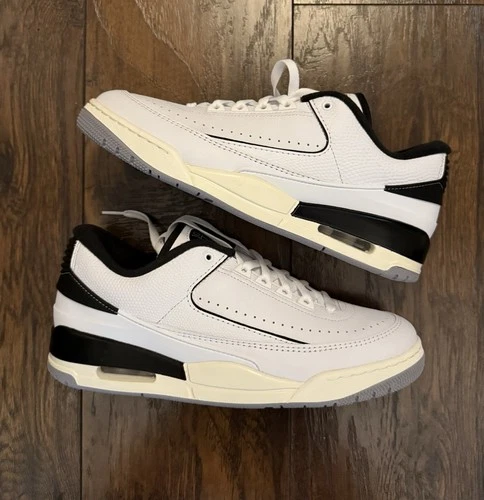 Nike Air Jordan 2/3 Low White Black Metallic Silver Shoes Sneaker Men Size 10.5