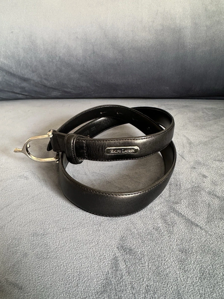 Vintage Lauren Ralph Lauren Western Black Leather Stitched Cutout Belt sz Large Lauren Ralph Lauren Leather Cowboy Belts for Women for sale  main image 3