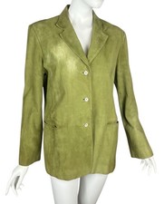 Lafayette 148 NY Green Suede Jacket Blazer Size 10 Business Work FLAWED