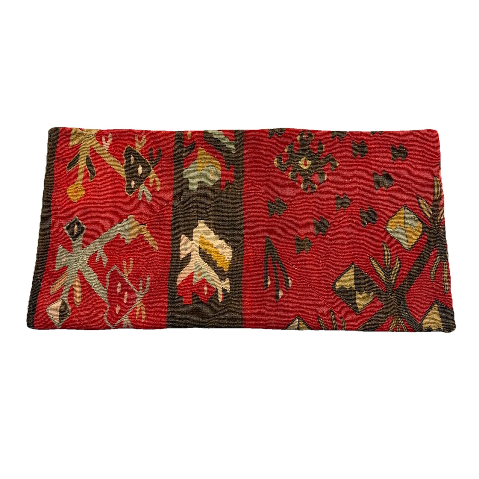 Vintage Turkish Kilim Pillow Cover Wool Anatolian Boho Decor Lumbar 14x28”