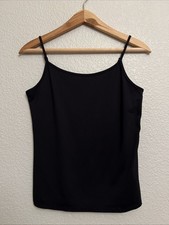 NEW Alfani Basic Staple Shell Top Cami Black Layer Stretch Adjustable Straps S