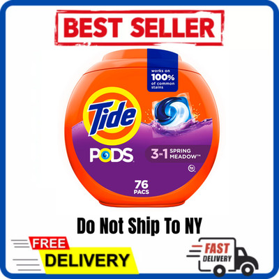 76 Count Tide PODS Liquid Laundry Detergent Pacs Spring Meadow 3-in-1 HE Soap