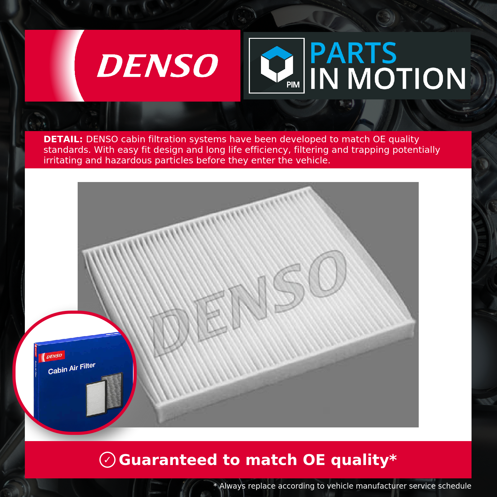 Pollen / Cabin Filter fits FIAT 500 312 1.3D 07 to 11 Denso 46723321 Quality New