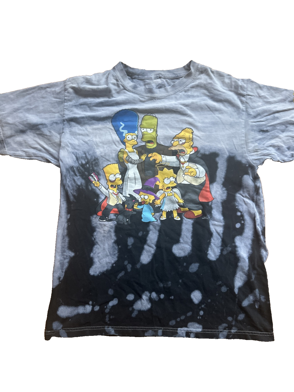 Vintage Simpsons Halloween Tie Dye T Shirt Adult Medium Bart Homer Marge Lisa Ra