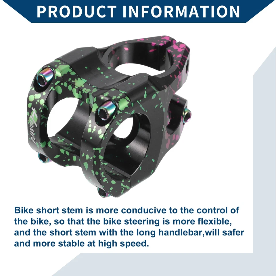 Vástago de bicicleta manillar corto vástago ajustable para bicicleta 35 mm longitud del vástago verde rosa Foto 4 de 4
