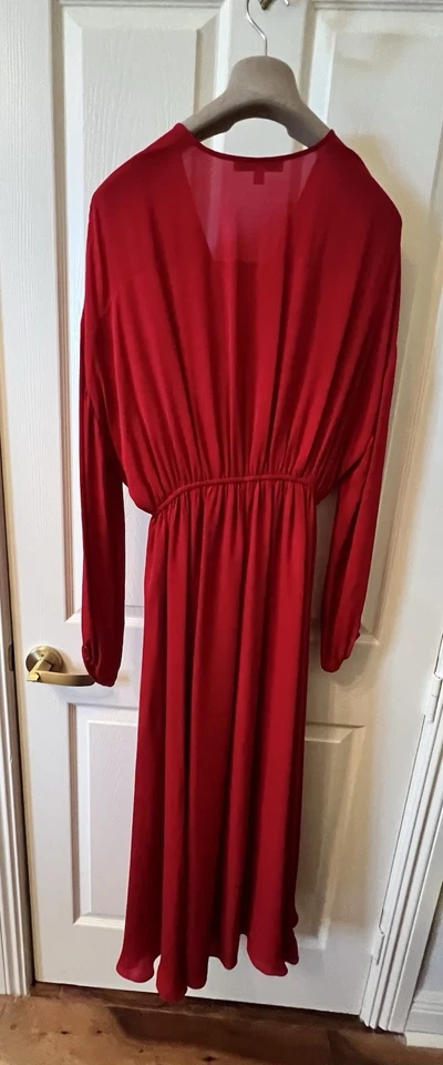 Vestido Elizabeth and James Rojo Manga Larga Seda Midi M -para Navidad, Año Nuevo Foto 2 de 3