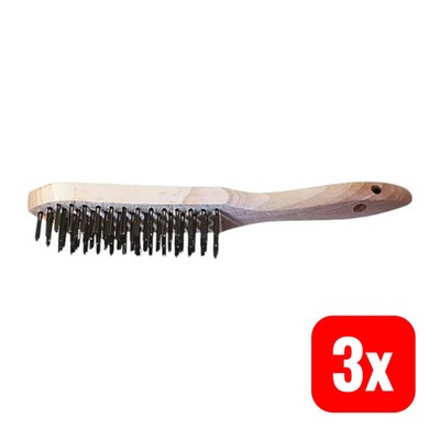 Lessmann Handbürste Drahtbürste Stahldraht Bürste Holz 5 Reihen 0,35 mm 3 STÜCK