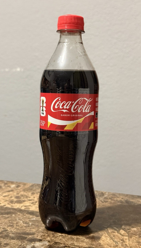 Coca-Cola Advertising Bottle Plastic, Red Label & Cap, SPAIN Text Soda Theme
