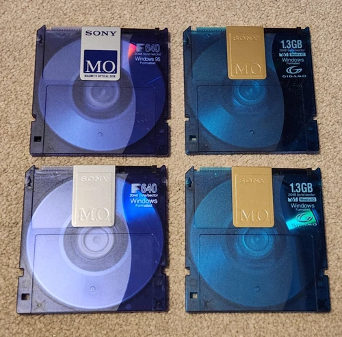 4 Magneto Optical Discs SONY EDM-G13C Gigamo 3.5""  640MB 1.3GB