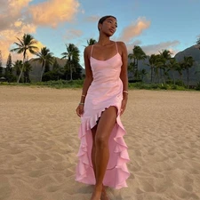 Mirae Paris pink Valentina midi dress in Blush FR 38/6