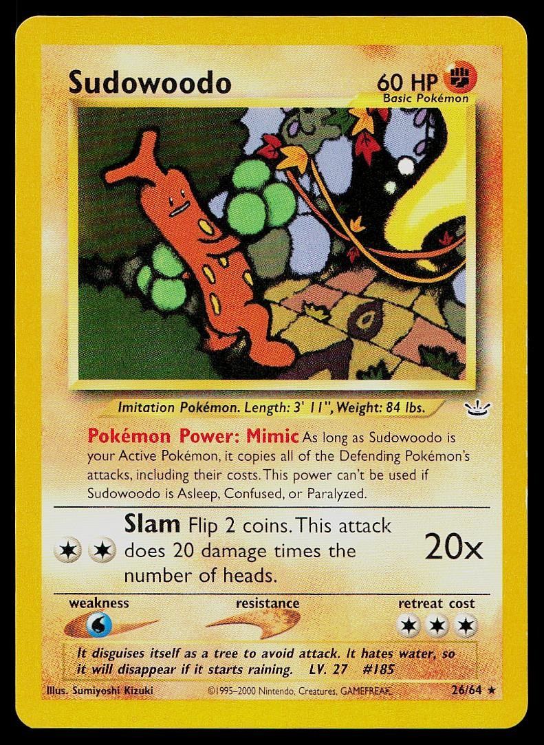 Pokemon Card Neo Revelation Sudowoodo 26/64 Rare