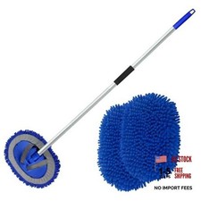 62" Microfiber Car Wash Brush with Long Handle Car Washing Mop Kit Mitt Blue