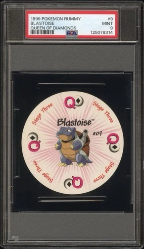 Blastoise Pokemon Card Rummy Playing Card Poker Q Diamonds 1999 Nintendo PSA 9