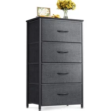 Dresser for Bedroom with 4 Storage Drawers, Small Dresser Chest of Fabric Dra...