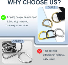 10pcs 1 Inch Spring D Ring Purse Clip, Metal Carabiner Keychain Clips for Bag...