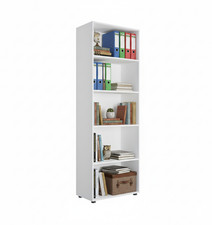 Libreria moderna 4 Ripiani regolabili 69x35x200h cm bianca per studio, ufficio