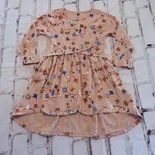 Girls Tea Collection Pink Blue Brown Floral Dress 100% Cotton sz 5