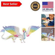 Colorful 13-Inch Rainbow Dragon Toy Figurine with Glittering Body for Kids 5 
