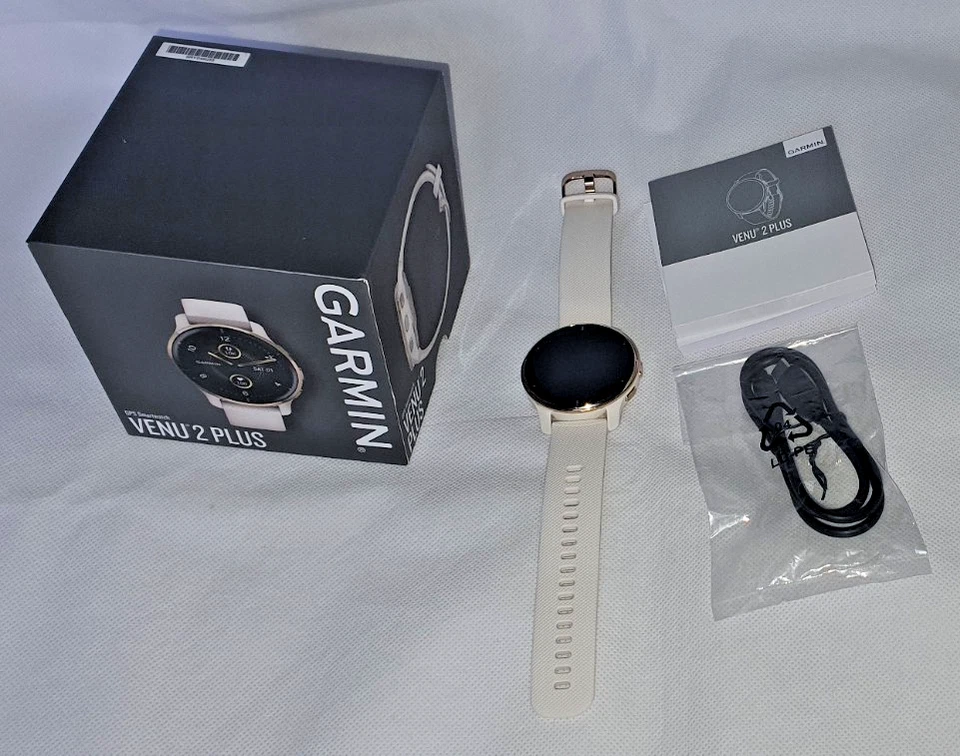 Garmin Venu® 2 Plus Cream Gold Stainless Steel Bezel With Ivory Case & Silicone - Image 2 of 4