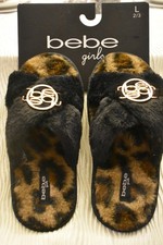 NWT BeBe Girls Faux Fur Slippers Youth Size 2/3