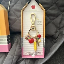 TRUE TO FORM TEACHER PENCIL APPLE RULER CRAYONS HANDBAG CHARM NEW WITH TAG