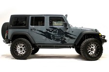 Vinyl Decal Wrap Kit For 4-door 07-16 Jeep Wrangler Army Star Torn Matte Black