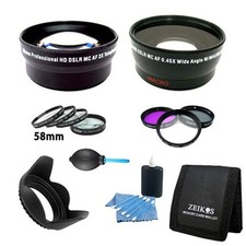 58 mm Lens 13 pc Kit Telephoto Wide Angle w/ Macro Nikon Canon Sony  all others
